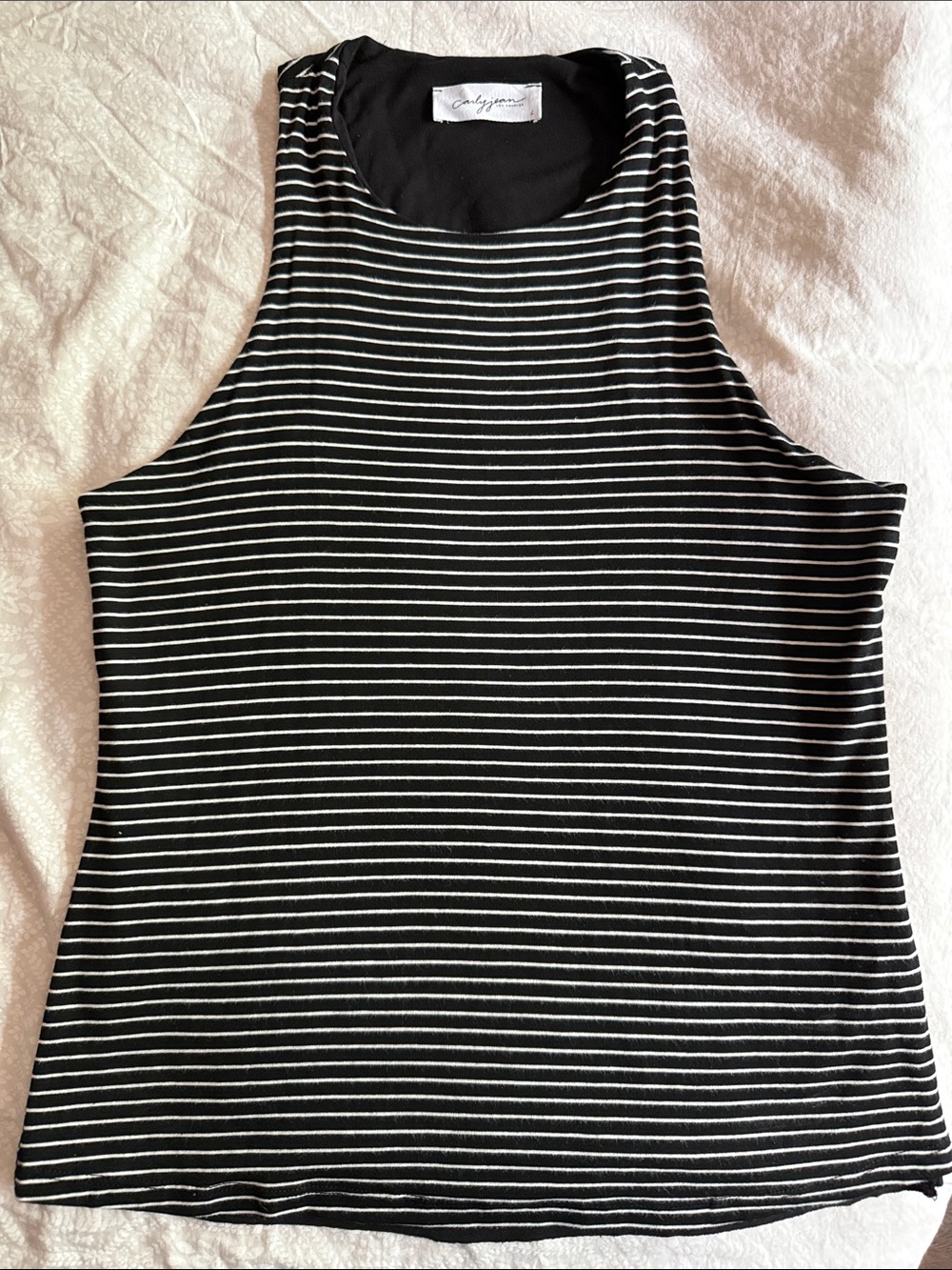 Carly Jean Los Angeles Black & White Striped Tank